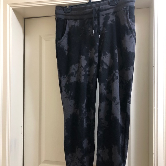 Shambala French terry jogger black with grey size Large drawstring elastic waist - Picture 1 of 4